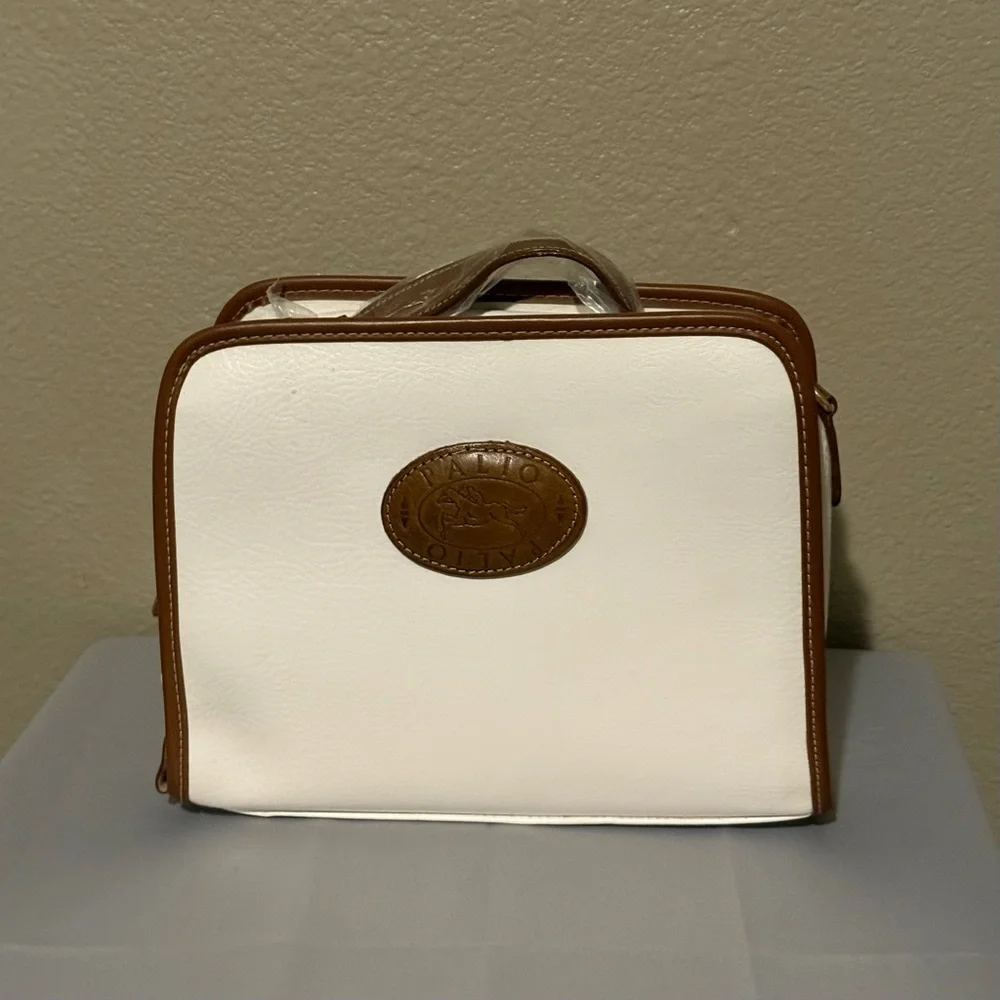 Palio Italy White‎ & Brown Leather Satchel Handbag Vintage Style